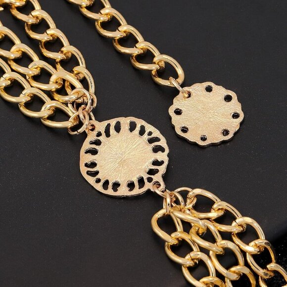 Metal Waist Belt Chain for Women Boho Sunflower Belly Chain Adjustable Up to 50" - Picture 6 of 7